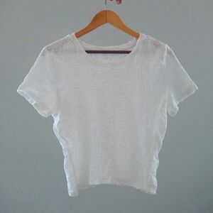 Elodie Scrunched White Crop Top -Size Large